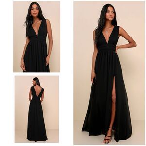 Lulus Heavenly Hues Maxi Dress Women's S Black NWT